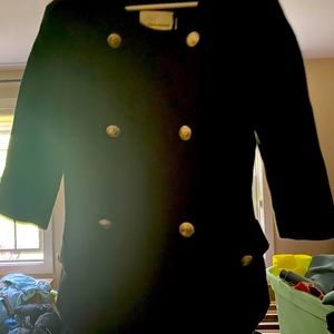 Balmain Black Wool Cropped 6 Gold-Tone Button blazer